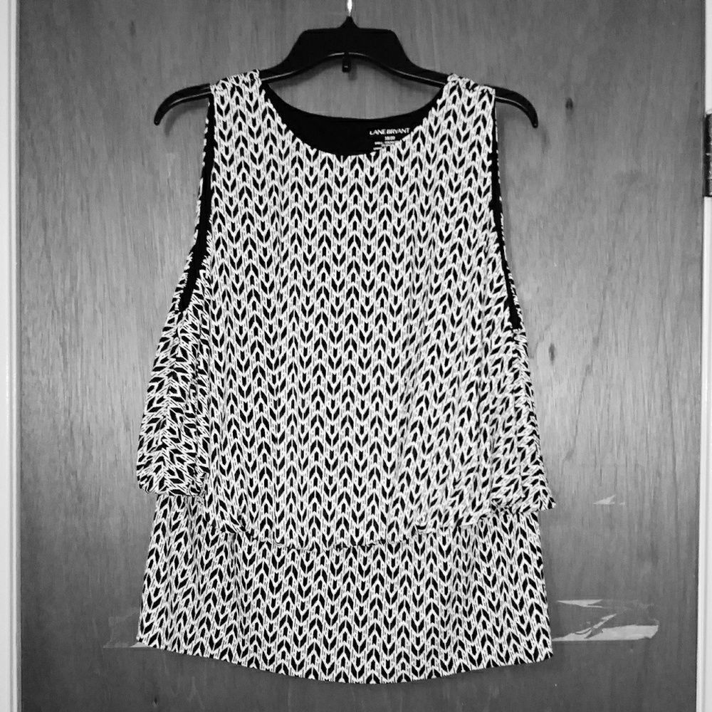 NWOT Lane Bryant Peplum Black/White Blouse